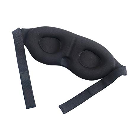 3D Contour Sleep Eye Mask Breathable Cotton Soft Blindfold Eye Shades for Women Men Kids Travel Office Sleeping Mask with Adjustable Straps (Black)
