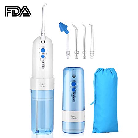 Water Flosser Cordless for Teeth, Himaly Portable Rechargeable Oral Irrigator with 4 Modes (Include Nose Clean) & 5 Jet Tips for Teeth Whitening, IPX7 Waterproof, Home & Travel