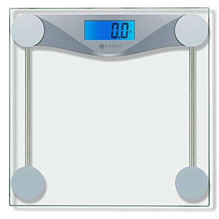 Etekcity Digital Bathroom Body Weight Scale, High Precision Smart Step-on technology, Tempered Glass, Backlit Display, Body Tape Measure(Batteries Included)