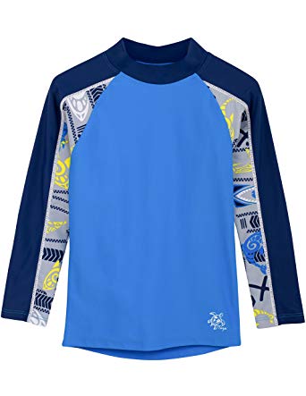 Tuga Boys Long Sleeve Rash Guard 1-14 Years, UPF 50  Sun Protection Swim Shirt