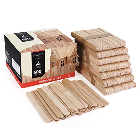 Magicfly 500pcs Jumbo Craft Sticks, 6" X 0.75" Natural Wood Popsicle Craft Sticks for DIY Craft Projects, Home Decoration