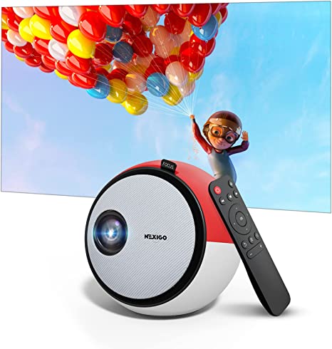 NexiGo Mini Portable Projector, for Cartoon, Kids Gift, 80 ANSI Lumen, Movie Projector, Native 720P Compatible with Full HD 1080P, up to 4K, HDMI, USB Interfaces (Garnet)