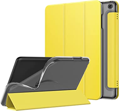 MoKo Case Fits All-New Kindle Fire HD 8 & 8 Plus Tablet (12th Generation-2022 Release) 8", Soft TPU Frosted Colored Back Cover Multi-Angle Slim Smart Shell, Auto Wake/Sleep, Lemon Yellow