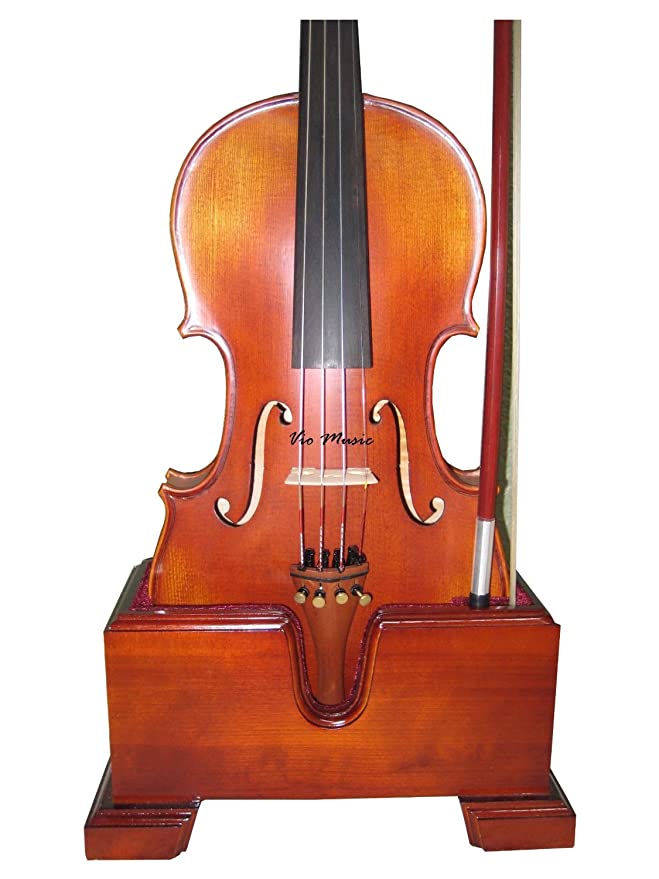 Vio Music 15"-16.5" Viola and Bow Wooden Holder (Stand), Plush Velvet, Safe and Stronghold