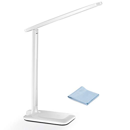 Desk Lamp, TOPELEK Eye-caring LED Table Lamp with 9 Lightning Modes, Warm/Cold Light Adjustable, Touch Control, Memory Function, Flexible Arm for Office, Home, Reading, Studying-White