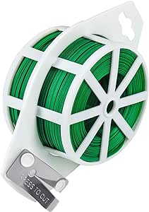 Shintop 100m Garden Wire, Green Gardening Twist Ties with Built-in Cutter for Gardening, Home, Office Plant Support