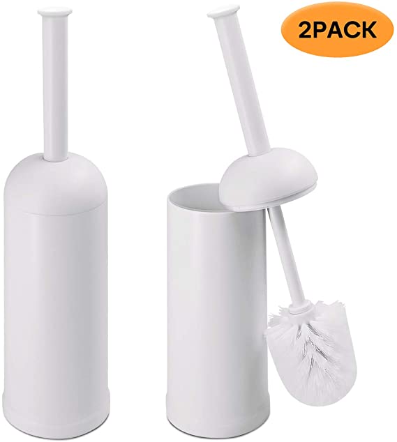 Topsky Toilet Brush Compact White Plastic Toilet Brush and Holder (Arc)