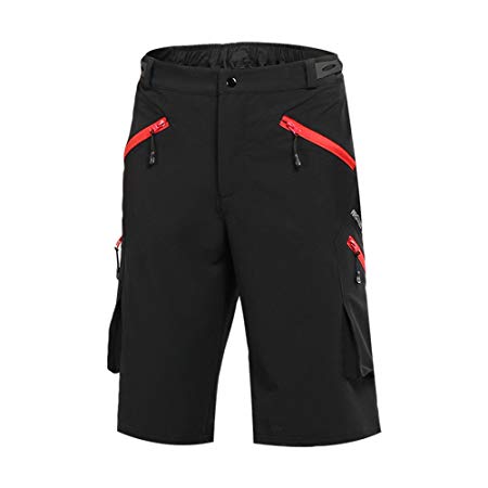 ARSUXEO Men's Loose Fit Soft Cycling Shorts MTB Mountain Bike Shorts Light Weight No Pad 1705