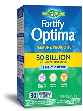 Nature's Way Primadophilus Optima 50 Billion Active HDS Probiotics Immune Defense plus Digestive Support, 30 Delayed Release Vegetarian Capsules