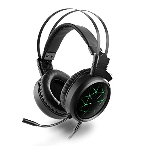 Gaming Headphones PS4 with Mic, MAD GIGA 7.1 Stereo Sound Gamer Headset USB with 360 Degrees Microphone and RGB Light for PC, Computer, Laptop