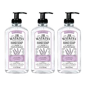 J.R. Watkins Gel Hand Soap, Scented Liquid Hand Wash for Bathroom or Kitchen, USA Made and Cruelty Free, 11 fl oz, Lavender, 3 Pack