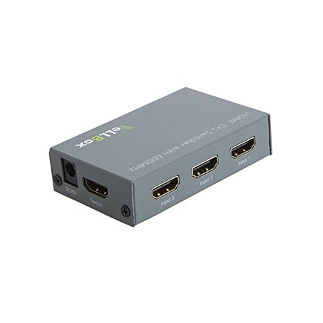 VeLLBox (HDMI 2.0) HDMI 3X1 Switcher with 600MHz, 3 In 1 Out Switcher, With Remote Control, Support Resolution up to Ultra HD 4Kx2K and Full 3D, 5V/2A Universal Power Adapter, Grey
