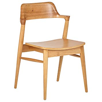 Rivet Mid-Century Modern Wood Dining Chair, 30"H, Natural