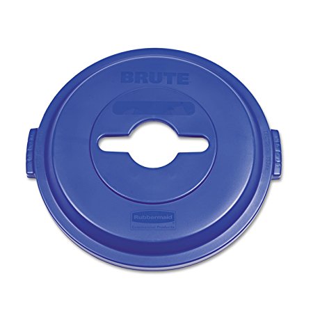 Rubbermaid Commercial Brute Plastic Single Stream Recycling Top, for 32 Gallon Container, 22.9-Inch Length X 9-51/64-Inch Width X 23-19/64-Inch Height, Blue (Case of 6) (1788380)