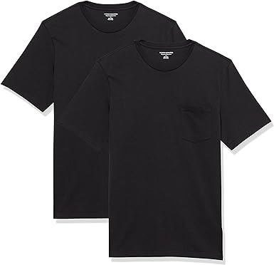 Amazon Essentials Men's Regular-Fit Short-Sleeve Crewneck Pocket T-Shirt, Pack of 2