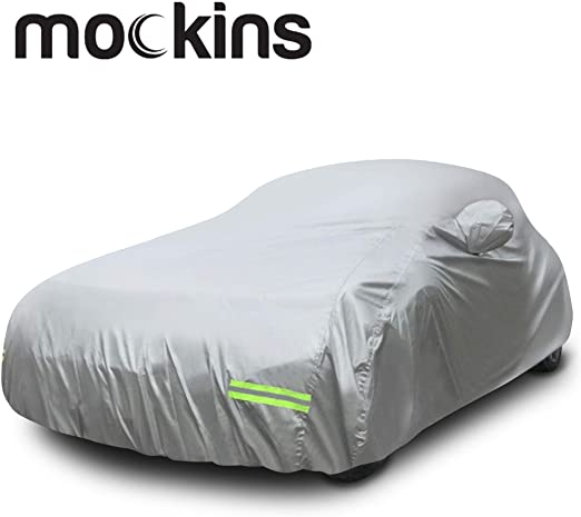 Mockins 200" x 75" x 60" Lightweight 190T Silver Polyester Car Cover - The All Weather Car Cover is Breathable & Waterproof and Will Protect Your Vehicle from All Elements