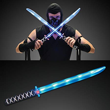 Deluxe Ninja LED Light up Sword with Motion Activated Clanging Sounds (2-Pack)