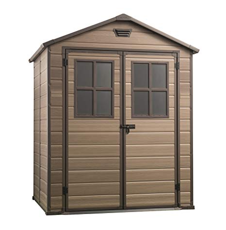 Keter Scala Outdoor Plastic Garden Storage Shed, Brown, 6 x 5 ft