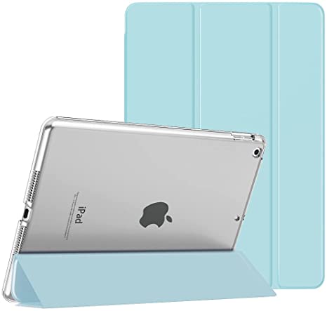 MoKo Case Fit New iPad 9th Generation 2021/8th Generation 2020/7th Gen 2019, iPad 10.2 Case - Slim Smart Shell Stand Cover with Translucent Frosted Back Protector, Sky Blue/Clear(Auto Wake/Sleep)