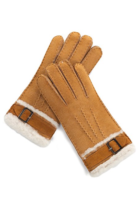 Women's Sheepskin Gloves with Buckle