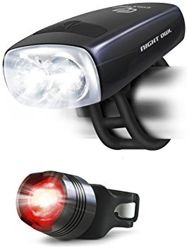 Cycle Torch Night Owl USB Rechargeable Bike Light Set, Perfect Commuter Safety front and back Bicycle Light LED Combo - FREE Bright TAIL LIGHT - Compatible with Mountain, Road, Kids & City Bicycles