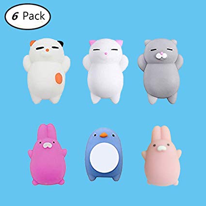 Mochi Squishy Toys,6 Pcs Mini Squishy Kawaii Cat Suqeeze Toys Animals Stress Toys Squishies