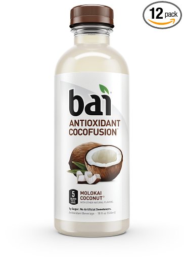 Bai Molokai Coconut 5 Calories No Artificial Sweeteners 1g Sugar Antioxidant Infused Beverage  18 Fl Oz Pack of 12