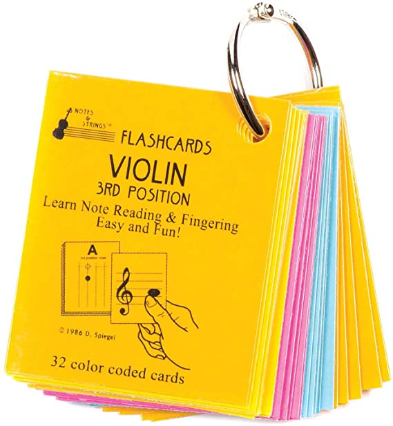 Notes & Strings Violin 3rd Position 2"X2.5" Mini-On-A-Ring Size Laminated Flashcards