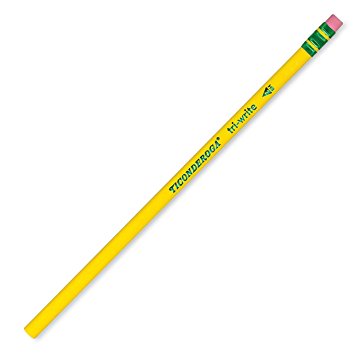 Dixon Ticonderoga Tri-Write Triangular Standard Size #2 Pencils, Box of 12, Yellow (13856)