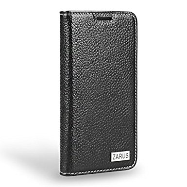 For iPhone 6s / 6 [Genuine Leather] For Apple iPhone 6 For iPhone 6s [Wallet Case] 100% Premium Leather Flip Protective Cover with Card Slots ZARUS Genuine Leather (Black)