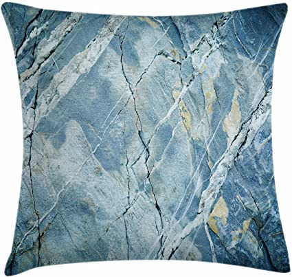 Ambesonne Marble Throw Pillow Cushion Cover, Exquisite Granite Stone Architecture Floor Nature Faded Rock Picture, Decorative Square Accent Pillow Case, 36" X 36", Light Blue