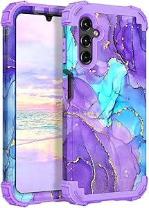 Hocase for Galaxy A15 5G Case, Heavy Duty Shockproof Protection Soft Silicone Rubber Bumper Hard Plastic Hybrid Protective Case for Samsung Galaxy A15 5G (6.5") 2024 - When Purple Meets Blue