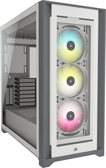 Corsair iCUE 5000X RGB Tempered Glass Mid-Tower ATX PC Smart Case - White