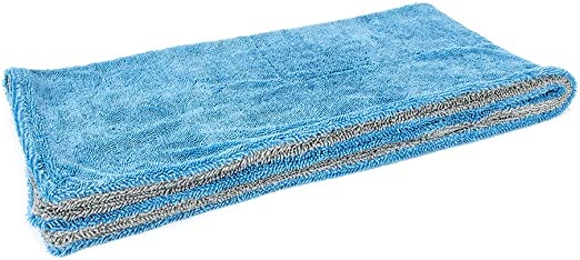 [Dreadnought] Microfiber Car-Drying Towel, Superior Absorbency for Drying Cars, Trucks, and SUVs, Double-Twist Pile, One-Pass Vehicle-Drying Towel (XL (20"x40"), Blue/Gray)