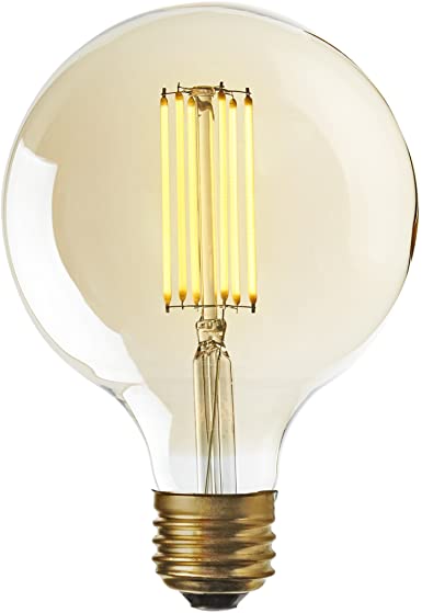6W LED Edison Globe Bulb - Large G40 Vintage Filament Light Bulb, E26 Base, Fully Dimmable, Warm White, Bedford Collection