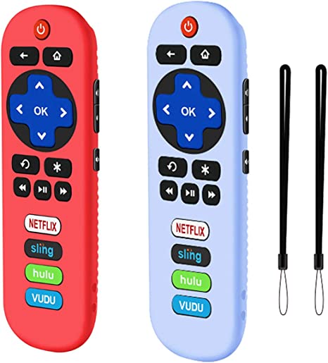 2 Pack Protective Cover for Roku RC280 Remote Control,Silicone Shockproof Remote Controller Skin Universal Replacement Case Compatible with TCL Roku TV Remote Case with 2 Lanyard.