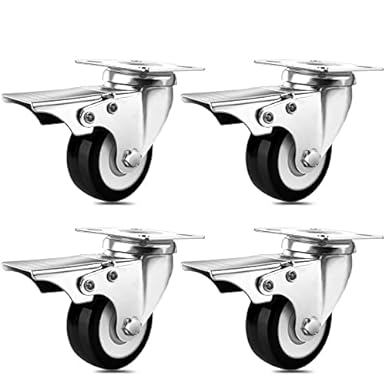 SPACECARE 2 Inches Caster Wheels, Heavy Duty Locking Casters with Brake Set of 4, 800Lbs with 360 Degree No Noise Swivel Plate Castors