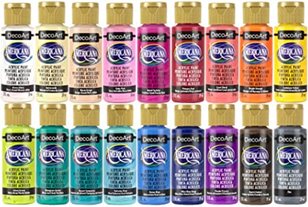 Americana Acrylics Paint, Set of 18 Colors, Popular Picks, 2 fl oz Bottle