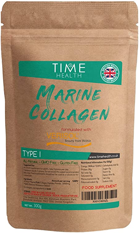 VERISOL® Marine Collagen Peptides Powder - 300g - Type I - High in Protein - Clinically Studied - for Skin, Hair, Nails, Joints, Bones - Hydrolyzed