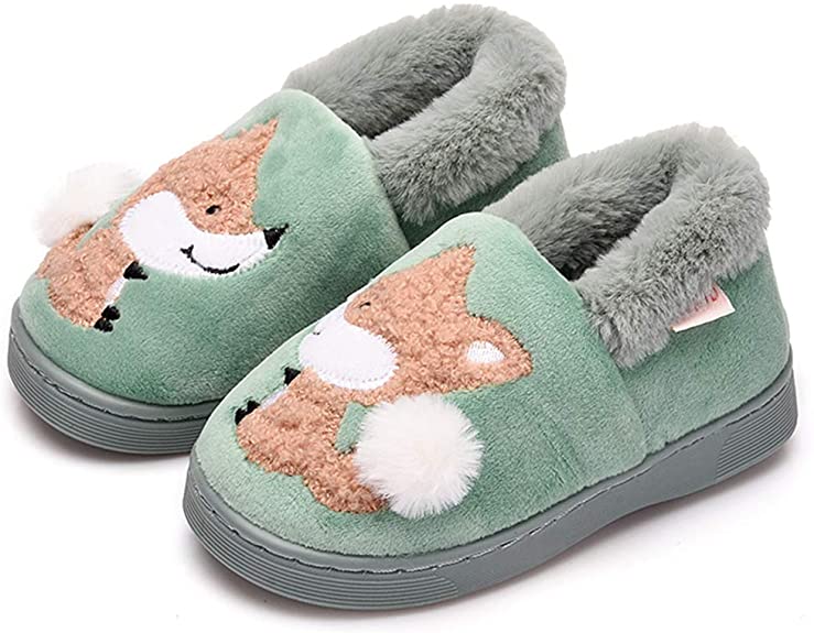 Ainikas Toddler Boys Girls Slippers Fluffy Little Kids House Slippers Warm Fur Cute Animal Home Slipper