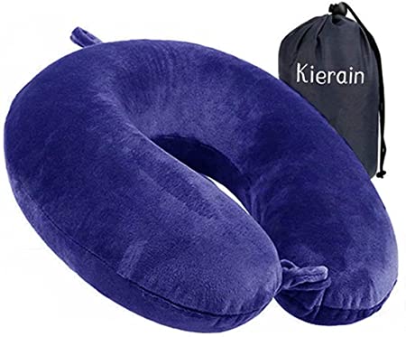 Travel Pillow - Memory Foam Neck Pillow Support Pillow,Luxury Compact & Lightweight Quick Pack for Camping,Sleeping Rest Cushion (Navy)