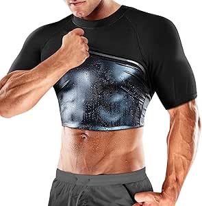 Cimkiz Men's Waist Trainer Sauna Suit Shirt, Gym & Exercise Compression Vest, Sweat-Boosting Workout Top