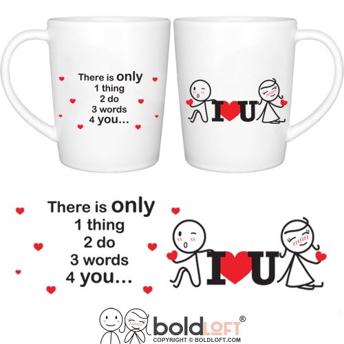BOLDLOFT 3 Words for You Couple Coffee Mugs|Couple Gifts for Him and Her|Boyfriend Gifts for Valentines Day Anniversary Birthday|Engagement Gifts|Love Gifts for Girlfriend Boyfriend Husband Wife
