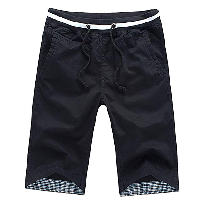 Leward Men's Shorts Casual Classic Fit Drawstring Summer Beach Shorts with Elastic Waist and Pockets
