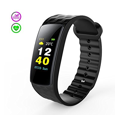Antimi Color Fitness Trackers, Activity Tracker Show the weather temperature Heart Rate Monitor Smart Bracelet Bluetooth Pedometer Smartwatch for Android and iOS Smartphones(Black)
