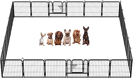 BestPet Dog Playpen Pet Dog Fence 24"/ 32" /40" Height 8/16/24/32 Panels Metal Dog Pen Outdoor Exercise Pen with Doors for Large/Medium/Small Dogs,Pet Puppy Playpen for RV,Camping,Yard