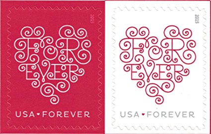 USPS Forever Hearts Forever Stamps - 100 Stamps (5 sheets of 20)