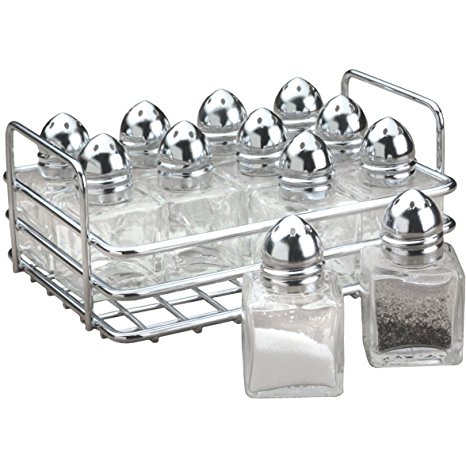 RSVP 12 Piece Mini Salt and Pepper Shaker Set with Rack