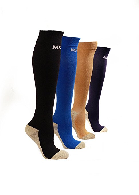 MDSOX 20-30 mmHG Graduated Compression Socks (Black, Large)