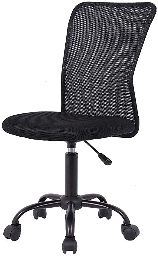 Simple Office Chairs Ergonomic Small Cute Mesh Office Chair, Armless Lumbar Support for Home Office Chair, Chic Modern Desk PC Chair Black, Mid Back Adjustable Swivel